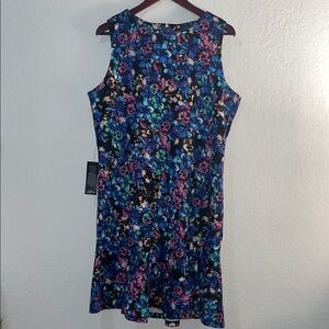 The Limited Navy Blue Sheath Dress with Floral Print